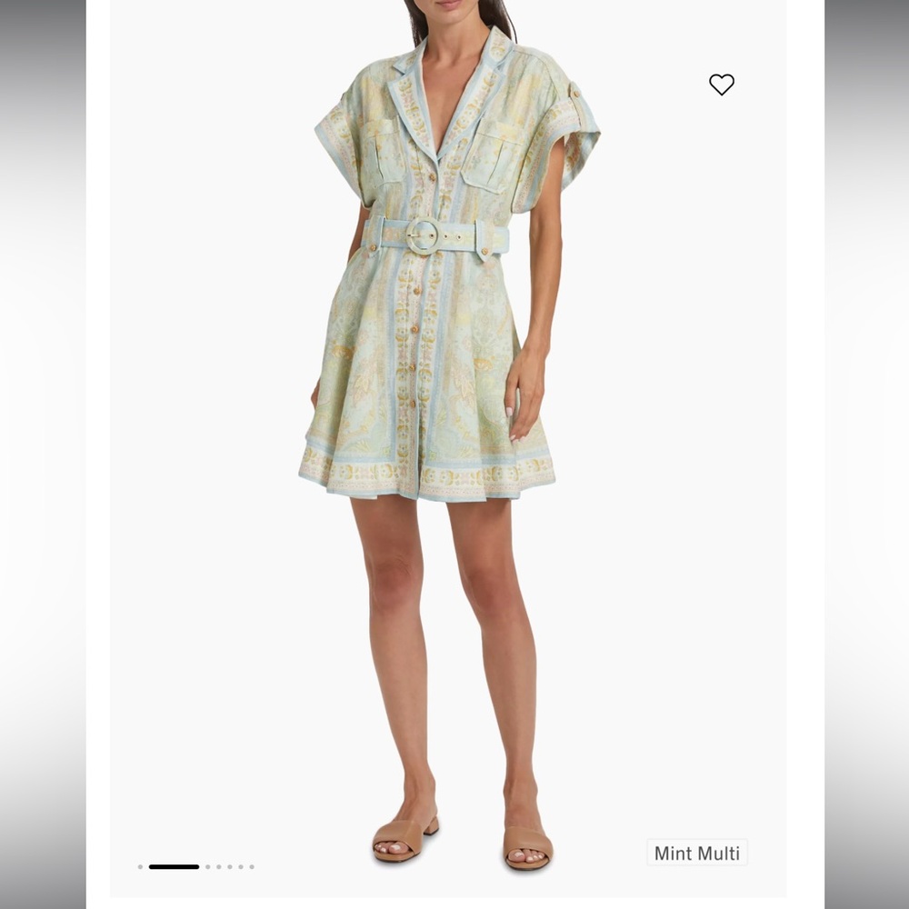 NWOT Zimmermann Acacia Linen Mini Shirtdress